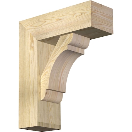 Ekena Millwork Olympic Block Rough Sawn Bracket w/ Offset Brace, Douglas Fir, 8"W x 22"D x 26"H BKT0806X22X26OLY05RDF